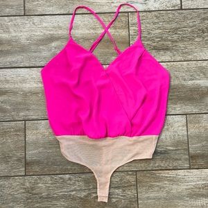 Lulu’s Hot Pink Backless Tank Bodysuit Size S